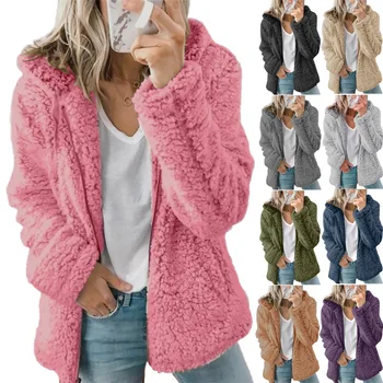 moteris striukė 2021 Europos naujų mados ilgai sleeeve apranga gobtuvu vilnos vilnos paltai moterims šiltas