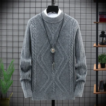 2021 m. rudenį naujų vyrų megztas megztinis ilgomis rankovėmis dugno shirt apvalus kaklas tendencija rudenį megztinis viršų