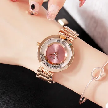 Mados Viršų Guou Prekės ženklo Moterų Atsitiktinis Laikrodžiai Ponios Žiūrėti Prabanga Apyrankės Moterims Rose Aukso kalnų krištolas Laikrodis Reloj Mujer Siųsti