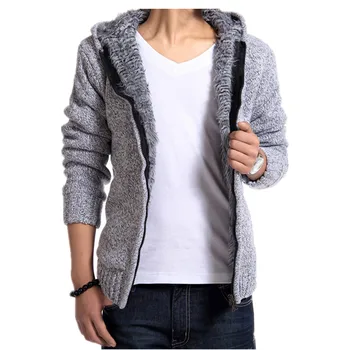 2015 Karšto Pardavimo Mados mens megztiniai aksomo šiltas gobtuvu megztinis tirštėti megztinis vyrams importuojamų drabužių