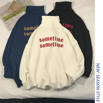 Laisvas Laiškas Spausdinti Golfo Džemperis Moterims, Negabaritinių Korėjos Harajuku Streetwear Megztiniai Megztinis Gotikos Žiemą Šiltas Megztinis Moteriška