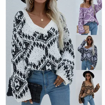2021 m. rudens ir žiemos naujas mados purus megzti moterų megztinis džemperis moterims mados džemperis