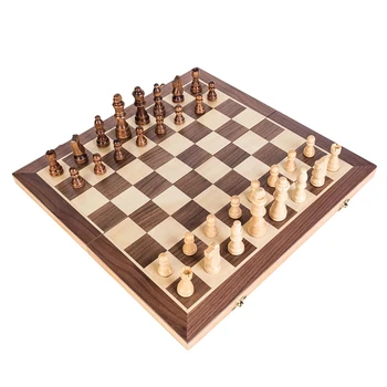 Mediniai Šachmatai Ir Šaškės Nustatyti Magnetinio Šachmatų Lenta Nustatyti Vaikams Suaugusiųjų Kelionės Nešiojamas Sulankstomas Šachmatų Žaidimo Rinkiniai