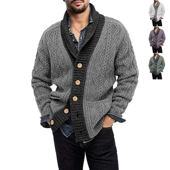 2021 Europos ir Amerikos rudens ir žiemos naujas didelis džemperis cardigan Spalvų mygtuką, ilgomis rankovėmis megzti coatgan
