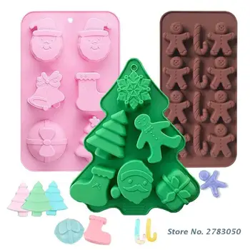 Silikoninis Minkštas Pelėsių Šokolado Liejimo Formos Bakeware Kalėdų Serija Creative Silikono Kepimo Mini Torto Kepimo Priedai