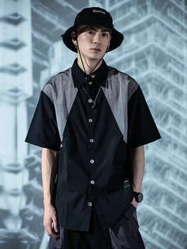 ENSHADOWER Unisex mados streetwear cyberpunk metalo nailono sujungimas marškinėliai minimalizmas vasaros viršūnes