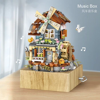 GSF klasikinės, vėjo malūnas house music box mažų dalelių surinkti blokai žaislas nacionalinės banga įspūdį modelis