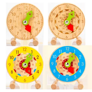 Vaikai Montessori Medinis Laikrodis Žaislai, Valandą, Minutę, Sekundę Pažinimo Spalvingi Laikrodžiai, Žaislai Vaikams Ankstyvojo Ikimokyklinio Mokymo Priemonių