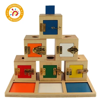 Montessori Žaislai Parapijos Mediniai su būda seifą banke Sensorinėmis Mokymosi Švietimo Vaikas Žaidimai Puzzle Mokymo Žaislai Vaikams