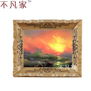 Didmeninė lėlių 1:12 masto miniatue Klasikinės gražus saulėlydis aliejaus tapybai rc-002