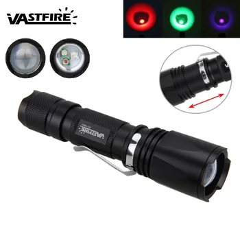VastFire Ginklas Žibintai 600 Lm T6 LED Zoomable 3 in 1 Žalia /Raudona/ UV Medžioklės šviesos 18650 Tracker Žibintuvėlis Medžioklės