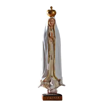 Our Lady Of Fatima Statula Pav Kolekcines, Stalo Ornamentas Dervos Amatų Dėl Religinių Bažnyčių Ir Namų Dekoro