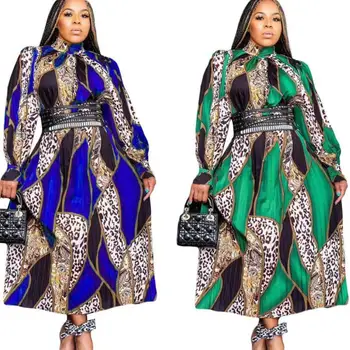 Afrikos Suknelės Moterims, Afrikos Moterų Ilgas Rankovėmis Atspausdintas Plisuotos Suknelė Elastinga Aukštos Juosmens Midi Elegantiškas Ponios Drabužiai