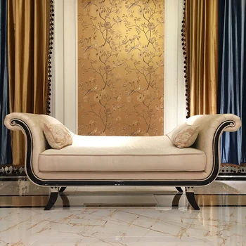 Europos stiliaus lova pabaigos išmatose prabanga neoklasikinis medžio masyvo audiniu meno miegamojo lova, lovos, priekiniai stendo kambarį pedalo sofa