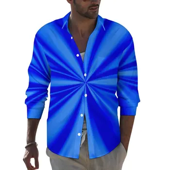 Mėlynas Kaklaraištis Dažų Marškinėliai Rudenį Abstrakčių Gėlių Spausdinti Atsitiktinis Marškinėliai Vyrų Derliaus Palaidinukės Ilgomis Rankovėmis Grafinis Streetwear Viršūnes Plius Dydis