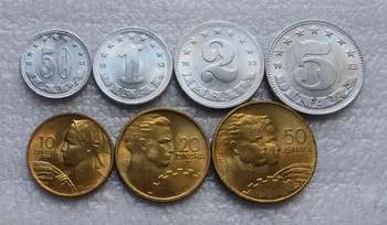 Jugoslavijoje 1953-1955 50 Para 1-50 Dinarų 7p/set Originalus Tiesa Nekilnojamojo Originali Moneta Europos Kolekcines, Dovana, Unc