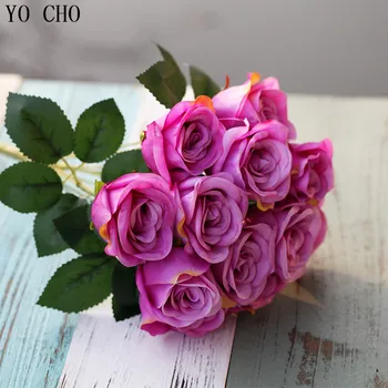 YO CHO Rose Žiedlapis Vestuvių Gėlių Puokštė Dirbtinių Gėlių vidaus Apdailos Vaza Organizuoti Gėlių Aksesuaras Fotografijos Rekvizitai