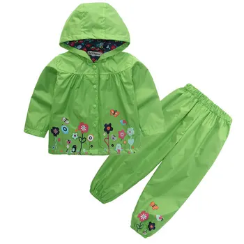 R&Z 2019 vaikų mados kostiumą hoodie kelnės 2 gabalas striukė sportinis kostiumas gėlių spausdinti mergina švarkelis, lietpaltis kempingas drabužiai