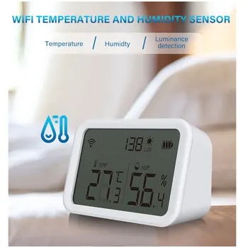 Wifi Tuya Smart Temperatūros Ir Drėgmės Jutiklis Patalpų Drėgmėmačiu Termometras Veikia Su Alexa, Google 