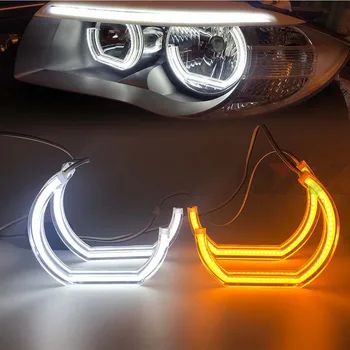 Dvi Tonas LED Angel Eye Žiedas Baltas Dieniniai Žibintai Gintaro Posūkio Signalai, švarus Atveju BMW F30 F35 F31 F10 F13 2010