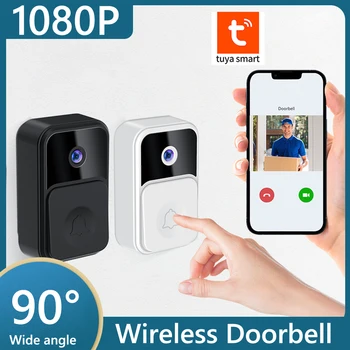 1080P Belaidį durų skambutį Su Kamera Smart Video Doorbell Kamera Tuya Butas Vaizdo Domofonas infraraudonųjų SPINDULIŲ Naktinis Matymas Realiu Laiku Stebėti