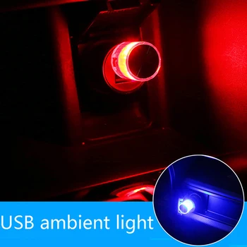 USB Kištukas Lengvojo Automobilio RGB Mini spalvotu LED Atmosfera Lempos PC Mobiliojo Galia Krovimo Lemputė Auto Interjero Dekoratyvinis naktinė lempa