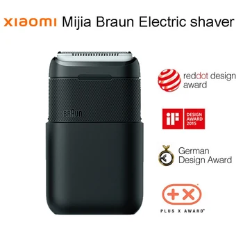 XIAOMI MIJIA Braun Elektrinis Skustuvas 2 Ašmenų Skustuvas USB Įkrovimo Smart Mini Skutimosi Skalbti Barzda Žoliapjovės Mens Skustuvai
