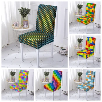 3D Atspausdintas Ruožas Valgomojo Kėdė Padengti Elastinga Atgal Kėdžių dangose Spandex Anti-purvinas Nuimamas Biuro Kėdė Apima 1/2/4/6piece